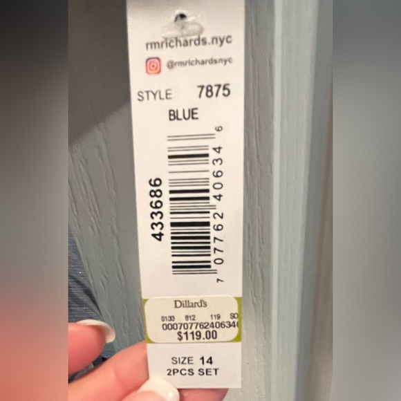 R&M Richards blue purple 2 piece long formal dress with jacket. Size 14. NWT. - Picture 8 of 16